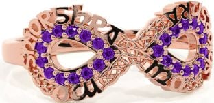 Amethyst Rose Gold Celtic Infinity Irish "My eternal love" Ring