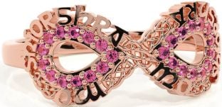 Pink Tourmaline Rose Gold Celtic Infinity Irish "My eternal love" Ring