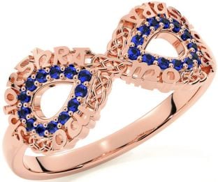 Sapphire Rose Gold Celtic Infinity Irish "My eternal love" Ring