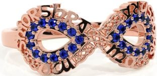 Sapphire Rose Gold Celtic Infinity Irish "My eternal love" Ring