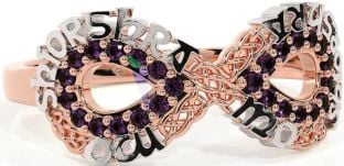 Alexandrite White Rose Gold Celtic Infinity Irish "My eternal love" Ring