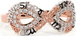 Diamond White Rose Gold Celtic Infinity Irish "My eternal love" Ring