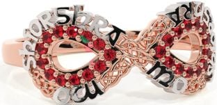 Ruby White Rose Gold Celtic Infinity Irish "My eternal love" Ring