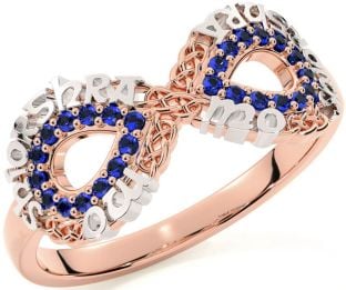 Sapphire White Rose Gold Celtic Infinity Irish "My eternal love" Ring