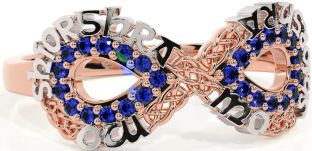 Sapphire White Rose Gold Celtic Infinity Irish "My eternal love" Ring
