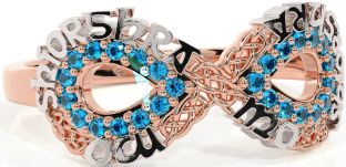 Topaz White Rose Gold Celtic Infinity Irish "My eternal love" Ring