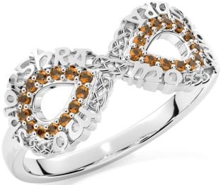 Citrine Silver Celtic Infinity Irish "My eternal love" Ring
