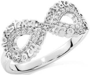 Diamond Silver Celtic Infinity Irish "My eternal love" Ring