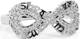 Diamond Silver Celtic Infinity Irish "My eternal love" Ring