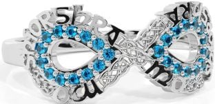 Topaz Silver Celtic Infinity Irish "My eternal love" Ring