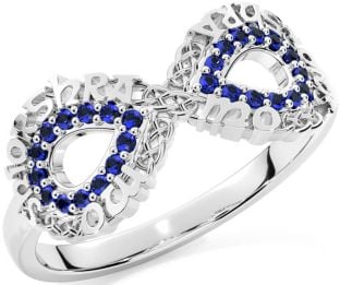 Sapphire White Gold Celtic Infinity Irish "My eternal love" Ring