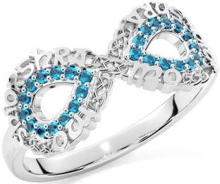 Topaz White Gold Celtic Infinity Irish "My eternal love" Ring