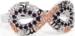Alexandrite White Rose Gold Celtic Infinity Irish "My eternal love" Ring