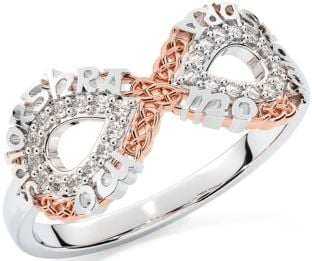 Diamond White Rose Gold Celtic Infinity Irish "My eternal love" Ring