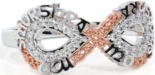 Diamond White Rose Gold Celtic Infinity Irish "My eternal love" Ring