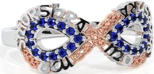 Sapphire White Rose Gold Celtic Infinity Irish "My eternal love" Ring