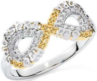 Diamond White Yellow Gold Celtic Infinity Irish "My eternal love" Ring