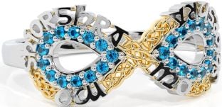 Topaz White Yellow Gold Celtic Infinity Irish "My eternal love" Ring