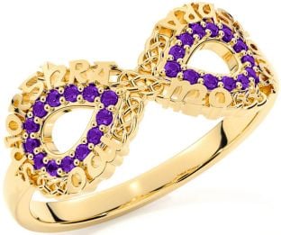 Amethyst Gold Celtic Infinity Irish "My eternal love" Ring