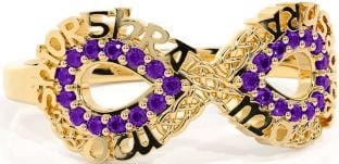Amethyst Gold Celtic Infinity Irish "My eternal love" Ring