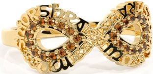 Citrine Gold Celtic Infinity Irish "My eternal love" Ring