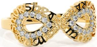 Diamond Gold Celtic Infinity Irish "My eternal love" Ring