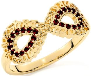 Garnet Gold Celtic Infinity Irish "My eternal love" Ring