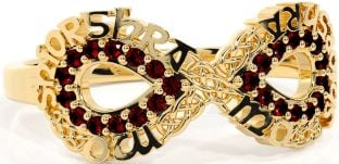 Garnet Gold Celtic Infinity Irish "My eternal love" Ring
