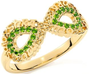 Peridot Gold Celtic Infinity Irish "My eternal love" Ring