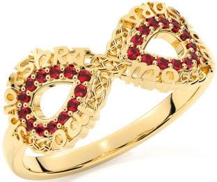 Ruby Gold Celtic Infinity Irish "My eternal love" Ring
