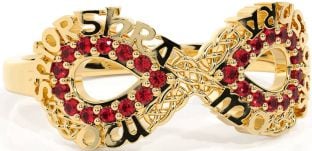 Ruby Gold Celtic Infinity Irish "My eternal love" Ring