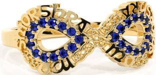 Sapphire Gold Celtic Infinity Irish "My eternal love" Ring