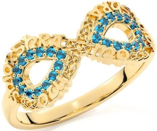 Topaz Gold Celtic Infinity Irish "My eternal love" Ring