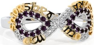 Alexandrite Gold Silver Celtic Infinity Irish "My eternal love" Ring