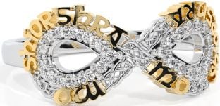 Diamond Gold Silver Celtic Infinity Irish "My eternal love" Ring