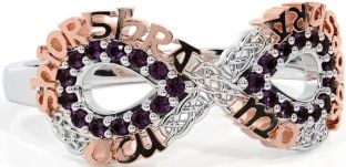 Alexandrite White Rose Gold Celtic Infinity Irish "My eternal love" Ring