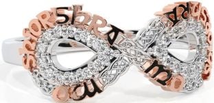 Diamond White Rose Gold Celtic Infinity Irish "My eternal love" Ring