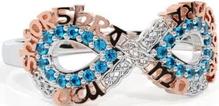 Topaz White Rose Gold Celtic Infinity Irish "My eternal love" Ring