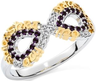 Alexandrite White Yellow Gold Celtic Infinity Irish "My eternal love" Ring