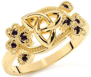 Alexandrite Gold Silver Shamrock Celtic Trinity Knot Ring