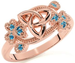 Topaz Rose Gold Shamrock Celtic Trinity Knot Ring