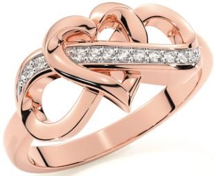 Diamond Rose Gold Silver Infinity Heart Ring