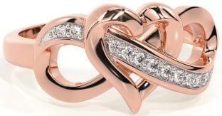 Diamond Rose Gold Silver Infinity Heart Ring
