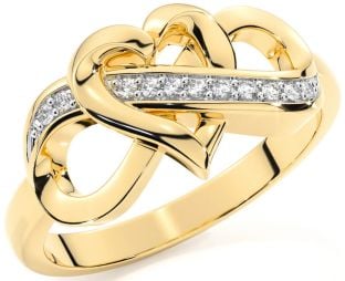 Diamond Gold Silver Infinity Heart Ring