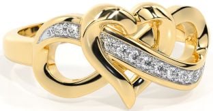 Diamond Gold Silver Infinity Heart Ring