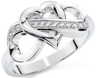 Diamond Silver Infinity Heart Ring