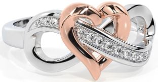 Diamond White Rose Gold Infinity Heart Ring