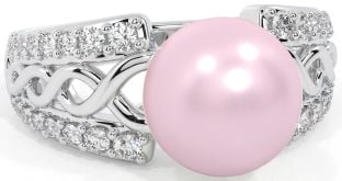 Diamond White Gold Celtic Pearl Ring
