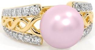 Diamond Gold Celtic Pearl Ring