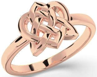 Rose Gold Silver Celtic Trinity Knot Heart Ring